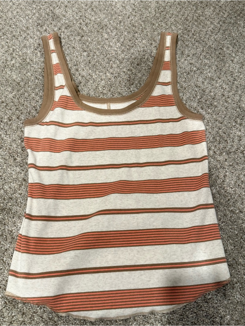 Aerie Striped Tank Top - Cream and Rust